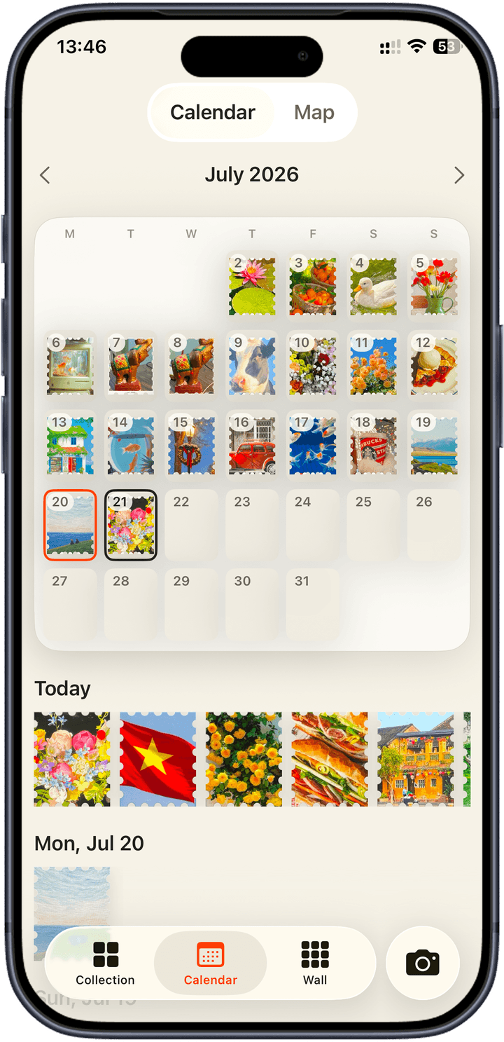 Stampist calendar screen