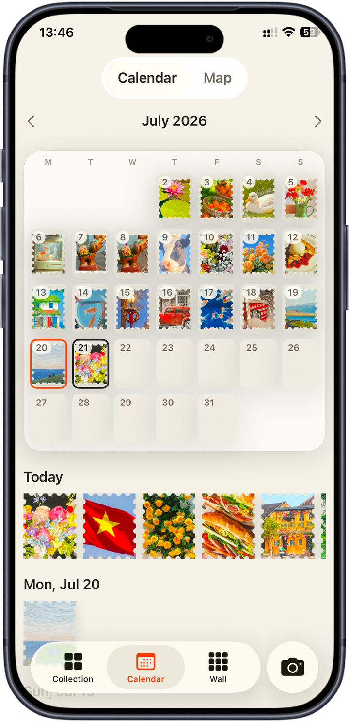 Stampist calendar screen